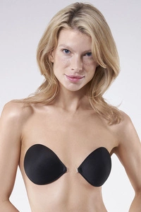 Julimex Damen Push-Up BH trägerlos rückenfrei Silikon Halterlos Hochzeit BS-02, schwarz