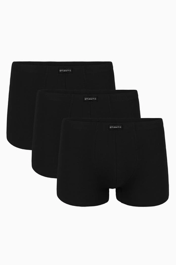 Atlantic Herren Boxershorts 3-er Pack Set Unterwäsche Glatt Baumwolle 3BMH-007, Schwarz