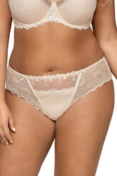 Ava 1030 Slips Damen Dessous Spitze geblümt normaler Bund Setteil EU, beige