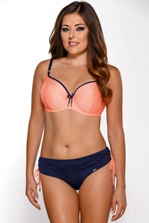 Ava SK-64 Bikini Oberteil Dame Bademode Seitenstäbchen musterlos regulierbar Neon Setteil EU, Hellorange