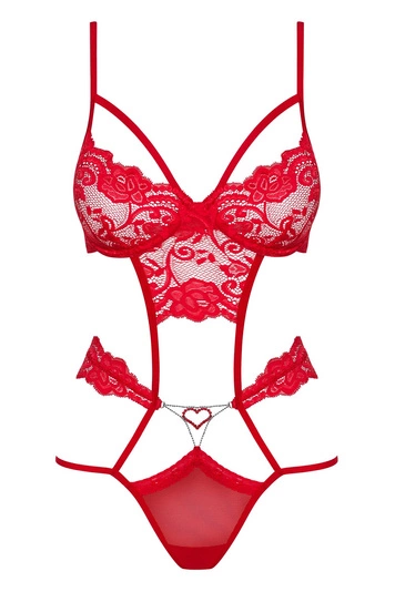 Obsessive 829-TED-3 Dame Body ausgeschnitten Spitze , Rot