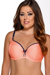 Ava SK-64 Bikini Oberteil Dame Bademode Seitenstäbchen musterlos regulierbar Neon Setteil EU, Hellorange