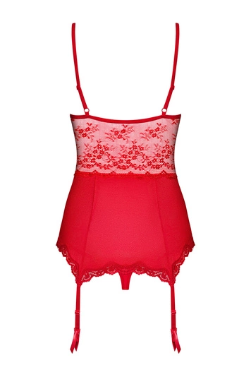 Obsessive Lovica Korsett Dame Spitze gemustert regulierbar Traingel Cups Bügel Set, Rot