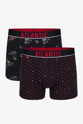 Atlantic Herren Boxenshorts 2er Pack Bund  Klassisch Unterwäsche Unterhose Gemustert 2GMH-015, 