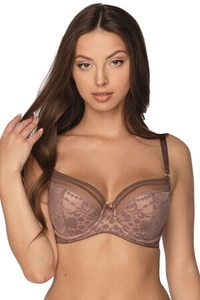 Gaia Dame halbversteifter BH Netz Spitze Schalen Schleife Träger Dessous 1191 Bice, Braun
