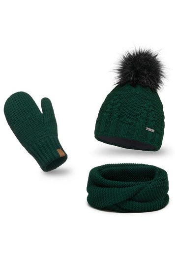 Pamami Dame Winterset Warm Gemustert Bommel 17549+14603+20680, 