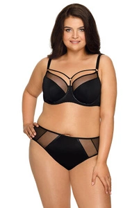 Ava Dame Slip musterlos Unterhose Tüllnetz gummiband Bund  1923 Protea, Schwarz
