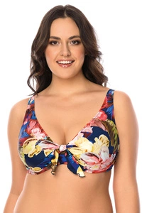 Vivisence Bikini Oberteil Damen Bügel Schleife Formend Stützfunktion 3203, dunkelblaue Blumen