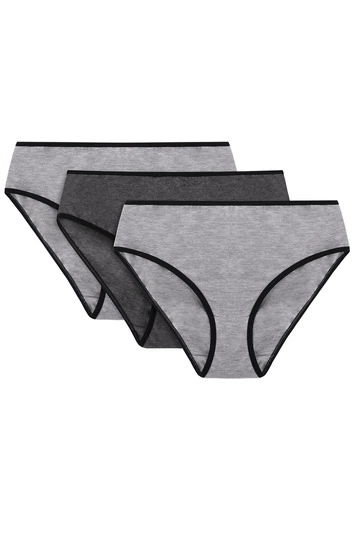 Vivisence Dame Slip Unterhose Klassisch Komfortabel Trendig Alltag Unterwäsche 4016, schwarzes Gummiband:grau/schwarzgrau/grau