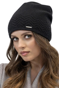Vivisence Damen Mütze Winter Weichem Futter Zickzackmuster Perfekten Sitz 7090, schwarz