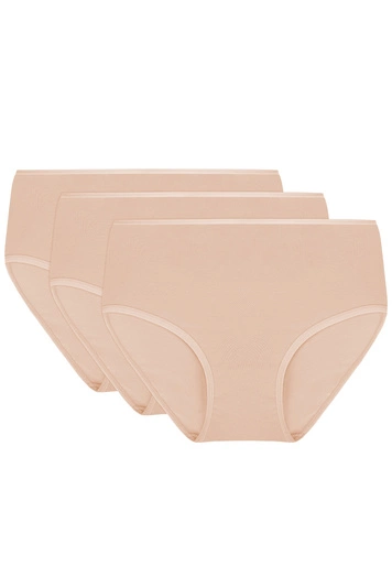 Vivisence Damen Slip Baumwolle Hohem Bund Komfort und Bequemlichkeit 4001, beige