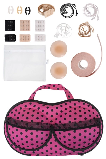 Kontri BH-Aufbewahrungstasche mit Accessoires BH Kofferorganizer Unterwäsche Etui Zubehör E1002, dunkelpink