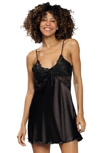 Dkaren Damen Nachthemd Unterwäsche Spitze Nachtkleid Sinnlich Ärmellos Penelope, Schwarz