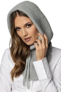 Vivisence Damen Schal Warm Winter Schalmütze Kapuzen Balaclava Garn 7097, hellgrau