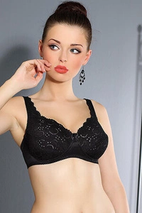 Jarpol 022 Soft BH Dame Unterwäsche Spitze bügellos regulierbar EU, schwarz