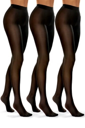 Vivisence Damen Strumpfhose 40 DEN 3Er-Pack Mit Unsichtbarer Zehenverstärkung Komfortabler Bund Ohne Separates Höschenteil Perfekte Passform Elegantes Design, nero