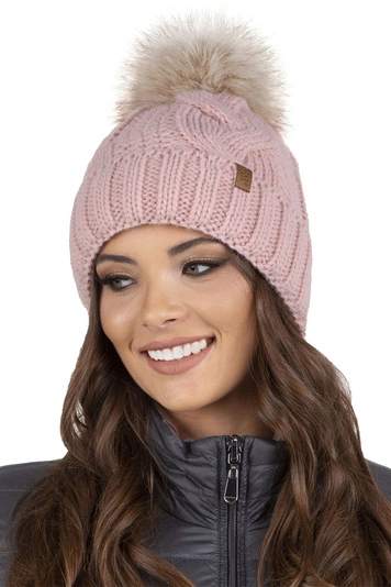 VIVISENCE Wintermütze mit Bommel Damen Warmes Ideal Für Kalte Wintertage 7014, rosa