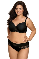 Ava Dame Slip Unterhose Stickerei Netz geblümt  Unterwäsche 1924 Freesia, Schwarz