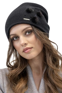 Vivisence Damen Mütze Winter Innenfutter Drei Falten Perfekten Sitz Perfekte 7091, schwarz