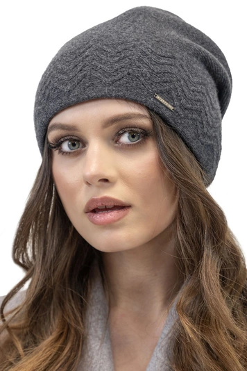 Vivisence Damen Mütze Winter Weichem Futter Zickzackmuster Perfekten Sitz 7090, schwarzgrau