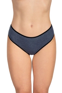 Vivisence Dame Slip Unterhose Klassisch Komfortabel Baumwolle Trendig Alltag Unterwäsche 4016, schwarzes Gummiband:dunkelblau