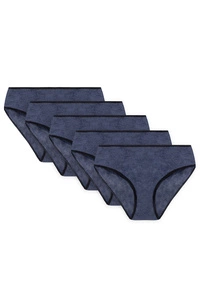 Vivisence Dame Slip Unterhose Klassisch Komfortabel Trendig Alltag Unterwäsche 4016, schwarzes Gummiband:dunkelblau