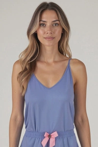 Vivisence Damen Pyjama Oberteil Viskose mit Trägern Perfekt Für Nacht 2200, himmelblau