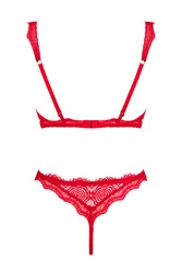 Obsessive Dame Reizwäsche Set 2-teilig Spitze Sexy Offene Cups String Bergamore, Rot