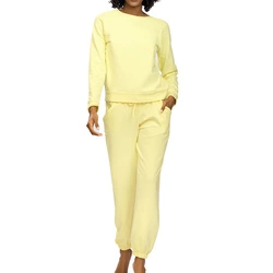 Dkaren Dame Homewear Set Bequem Musterlos Rundhlasausschnitt Komfortabel Wenezja,