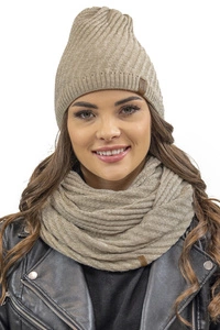 Vivisence Damen Winter Set Mütze Und Loop-Schal Komfort für Kalte Tage 7017Kmpl, beige