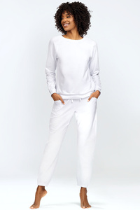 Dkaren Dame Homewear Set Bequem Musterlos Rundhlasausschnitt Komfortabel Wenezja,
