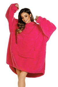 Vivisence Übergroße Hoodie Decke für Damen Decke Sweatshirt mit Fronttasche Verlängertem Komfortable Riesen-Hoodie Rücken und Kuscheligem Material für Winterabende, himbeerrot