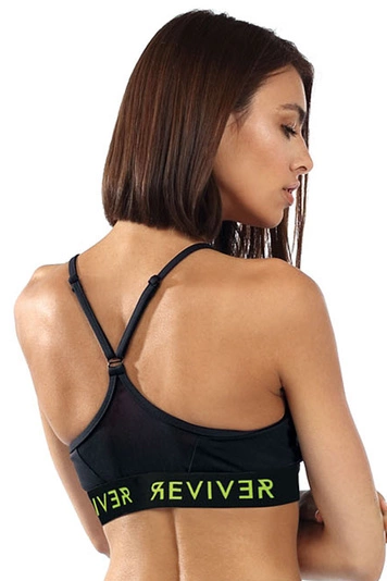 Reviver Damen Sport-BH Träger Soft Bügellos Komfortabel Gymnastik Training F5523, Schwarz