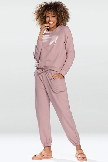 Dkaren Dame Homewear Set Bequem Musterlos Rundhlasausschnitt Komfortabel Wenezja, 