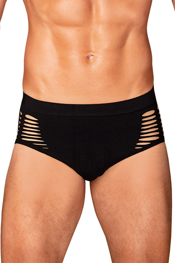 Obsessive Herren Slip Musterlos Reizwäsche Sexy  Auschnitte Verführerisch M101, Schwarz