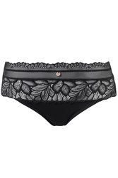 Wonderbra Dame Brazilian Slip Spitze Netz Tüll Ausgeschnitten Unterhose WB000B2E, Schwarz