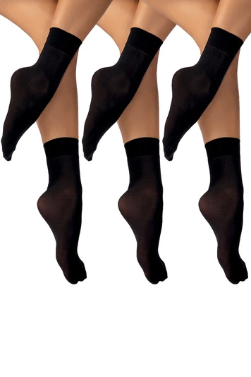 Vivisence Damen Söckchen 40 DEN 3Er-Pack Klassische Mit Unsichtbarer Zehenverstärkung Angenehm Weich Und Bequem Breiter Rand Für Sicheren Halt Ohne Druck, nero