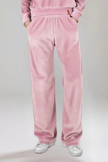 Vivisence Damen Velour Jogginghose Mit Geradem Bein Und Elastischem Bund Bequeme Freizeithose Für Zuhause Sport Und Alltag 9105, 
