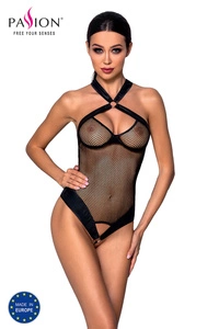 Passion Dame Body Dessous Reizwäsche Netz Kunstleder Träger  Amanda,