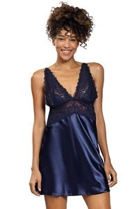Dkaren Damen Nachthemd Träger Softschale Alexandra, marineblau