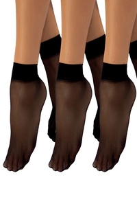 Vivisence Damen Söckchen Klassische 20 DEN 3Er-Pack Mit Unsichtbarer Zehenverstärkung Weich Und Bequem Breiter Rand Für Sicheren Halt Ohne Druck, nero