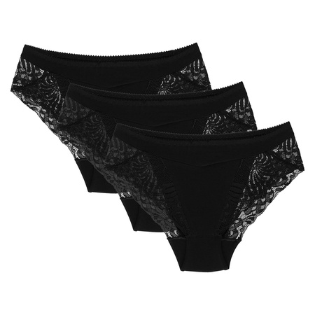 Wolbar Dame Slip 3-er Pack Höher Bund Spitze Elegant WB408, 