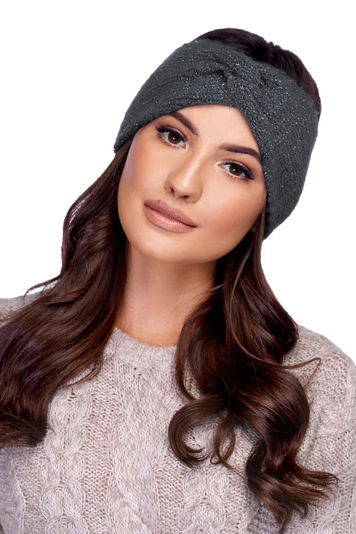 Carmen Dame Stirnband Herbst Winter gemustert  Kopfbedeckung S-02, dunkelgrau