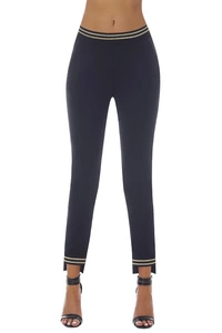 Bas Bleu Damen Leggings Hose höherer Bund Marisa, schwarz-golden