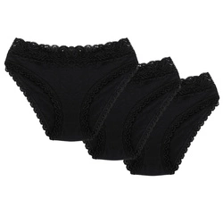 Wolbar Damen Mini-Slip 3-er Pack Spitze Klassisch Elegant Sinnlich WB158,