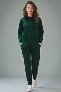 Vivisence Damen Trainingsanzug Zweiteiliges Set mit Kapuzenpullover und Jogginghose Lockerer Schnitt Kängurutasche Bündchen Elastischer Bund Alltagskleidung,