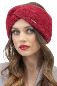 Vivisence Stirnband Damen Flauschig Gefüttert Verkreuzt Warm Herbst Winter 7093, weinrot