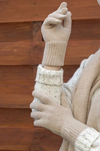 VIVISENCE Damen Winter Handschuhe aus Wolle Ideal für Kaltes Wetter 7201, beige