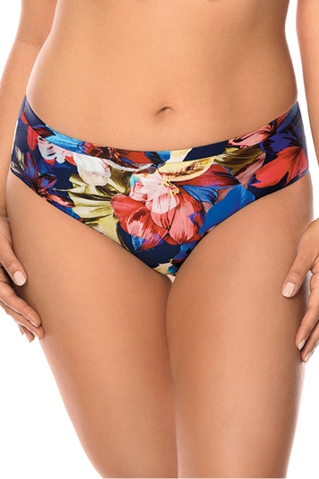 Vivisence Bikinislips Dame Bademode musterlos normaler Bund Setteil EU  3001, dunkelblaue Blumen