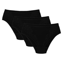 Wolbar Damen Maxi-Slip Mit Spitzeneinsatz 3-er Pack Komfortabel Elegant Unterwäsche WB51, 